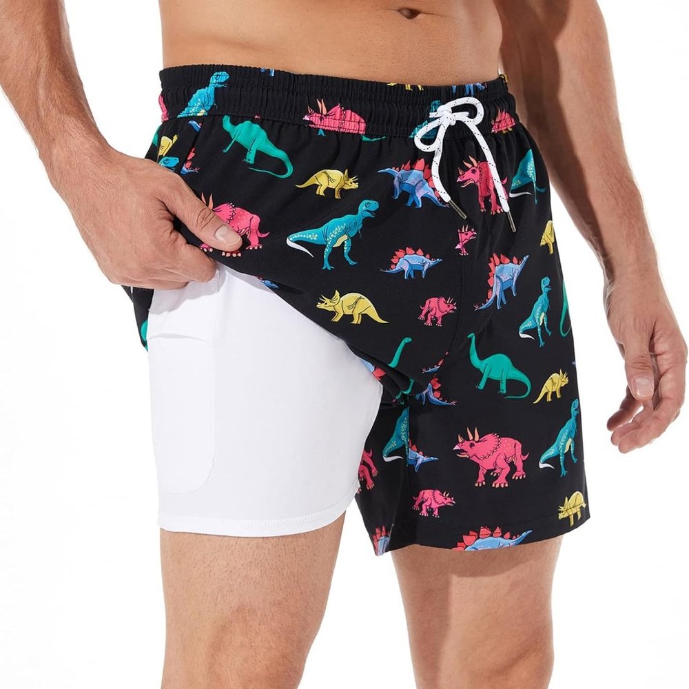 BRISIRA Men Swim Trunks Compression Liner Zipper Pocket Size 36